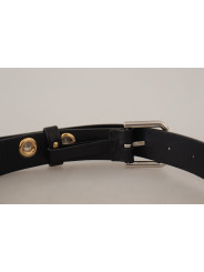 Belts Chic Black Leather Belt with Engraved Buckle 550,00 € 8058301888294 | Planet-Deluxe