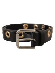 Belts Chic Black Leather Belt with Engraved Buckle 550,00 € 8058301888294 | Planet-Deluxe