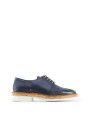 Blaue Leder-Schnürschuhe mit Korksohle