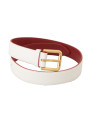 Belts Elegant White Leather Belt with Engraved Buckle 550,00 € 8058301888300 | Planet-Deluxe