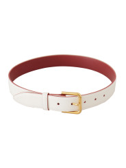 Belts Elegant White Leather Belt with Engraved Buckle 550,00 € 8058301888300 | Planet-Deluxe