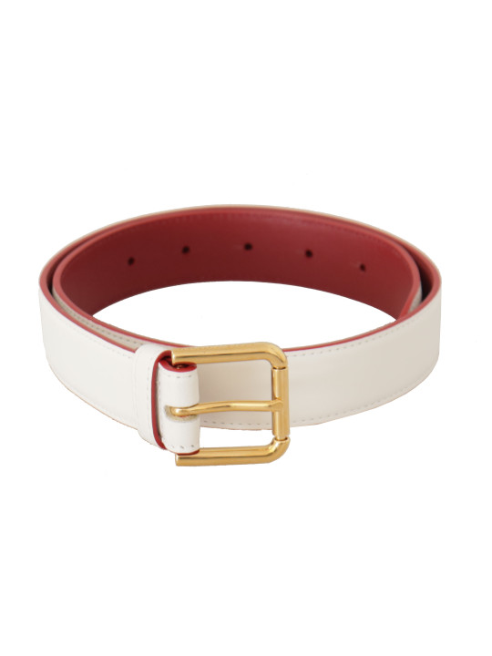 Belts Elegant White Leather Belt with Engraved Buckle 550,00 € 8058301888300 | Planet-Deluxe