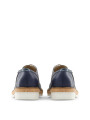 Marineblaue Lederschuhe mit Korkabsatz