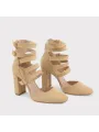 Beige Wildleder High-Heels mit Knöchelriemen