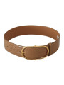Belts Elegant Beige Leather Belt with Engraved Buckle 1.090,00 € 8057155021925 | Planet-Deluxe