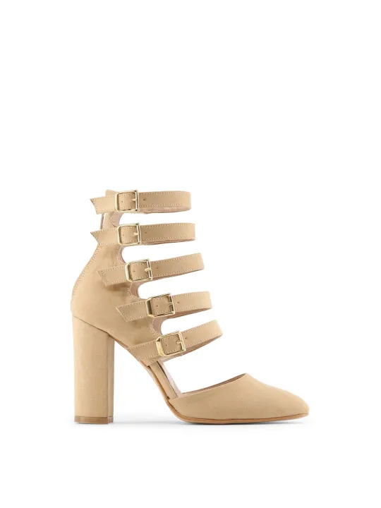 Braune Riemchen-High-Heels Made in Italien