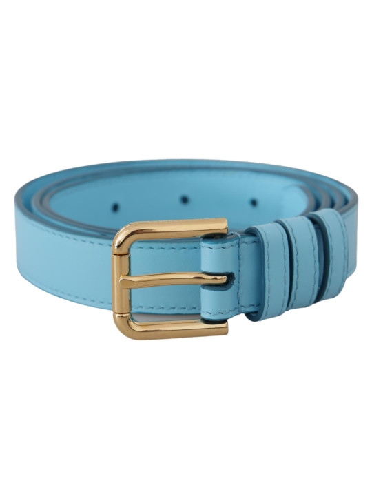 Belts Elegant Sky Blue Leather Belt with Logo Buckle 910,00 € 8052145611308 | Planet-Deluxe