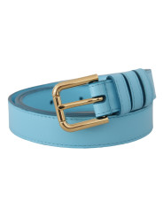 Belts Elegant Sky Blue Leather Belt with Logo Buckle 910,00 € 8052145611308 | Planet-Deluxe