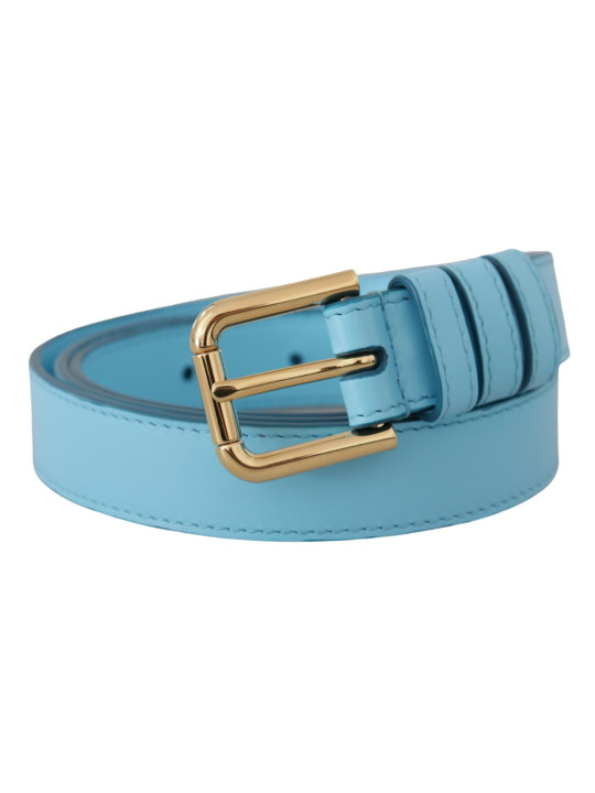 Belts Elegant Sky Blue Leather Belt with Logo Buckle 910,00 € 8052145611308 | Planet-Deluxe