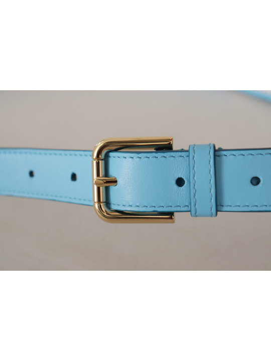 Belts Elegant Sky Blue Leather Belt with Logo Buckle 910,00 € 8052145611308 | Planet-Deluxe