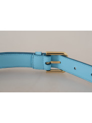 Belts Elegant Sky Blue Leather Belt with Logo Buckle 910,00 € 8052145611308 | Planet-Deluxe