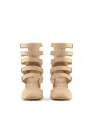Beige Lederriemen High Heels Sandalen