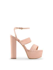 Nude Leder Sandalette mit Absatz