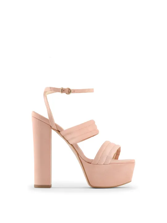 Nude Leder Sandalette mit Absatz