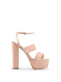 Nude Leder Sandalette mit Absatz
