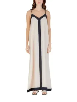Vero Moda Frühlingskleid Beige Damen V-Ausschnitt