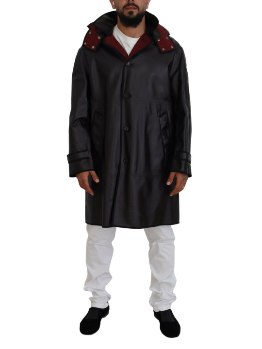 Jackets Elegant Hooded Parka Coat in Black and Bordeaux 6.040,00 € 8050249423582 | Planet-Deluxe