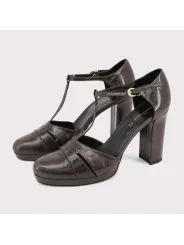 Graue Leder High Heels mit Riemchen