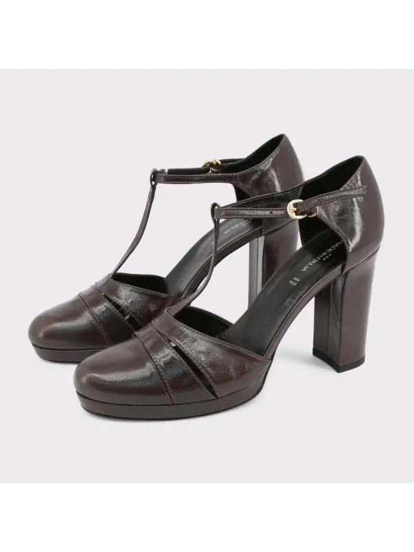 Graue Leder High Heels mit Riemchen Graue Leder High Heels mit Riemchen