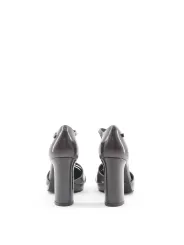 Graue Leder High Heels Made in Italien