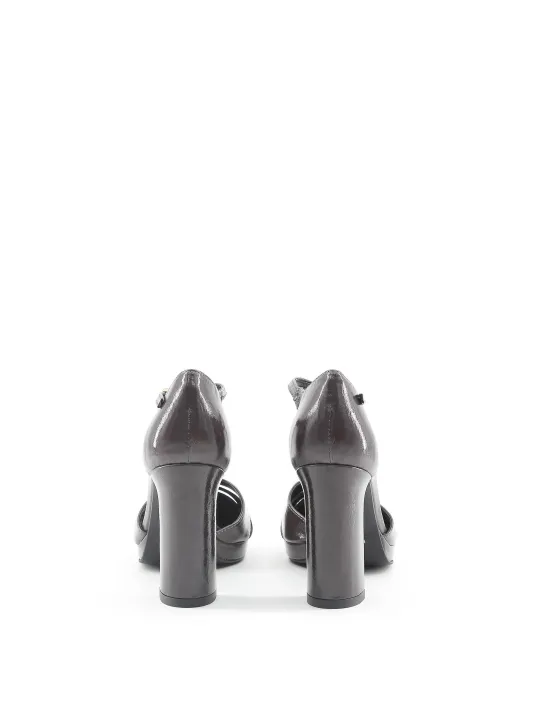 Graue Leder High Heels Made in Italien