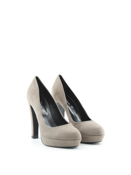 Beige Wildleder High Heels Braun