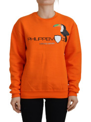Sweaters Chic Orange Printed Long Sleeve Pullover Sweater 520,00 € 8050246185988 | Planet-Deluxe