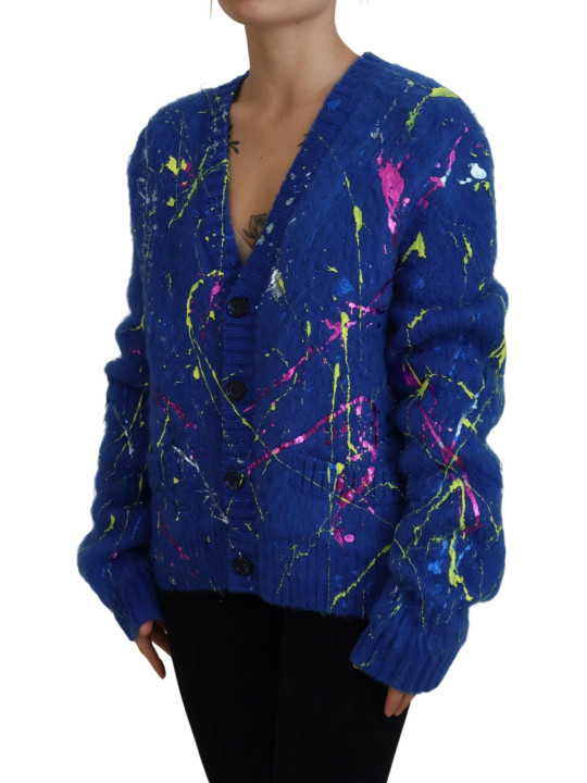 Sweaters Elegant Multicolor Splash Mohair Cardigan 5.400,00 € 8057142330269 | Planet-Deluxe