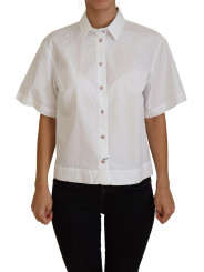 Tops & T-Shirts Elegant White Cotton Button-Up Blouse 930,00 € 8058091363537 | Planet-Deluxe