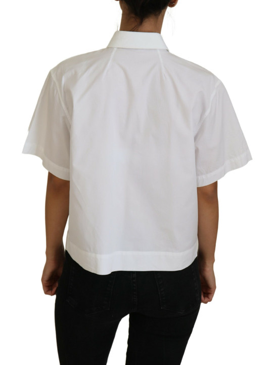 Tops & T-Shirts Elegant White Cotton Button-Up Blouse 930,00 € 8058091363537 | Planet-Deluxe