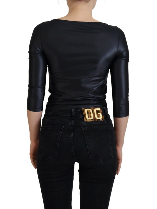 Tops & T-Shirts Elegant Black 3/4 Sleeve Top with Gold Detailing 3.190,00 € 8057142187900 | Planet-Deluxe