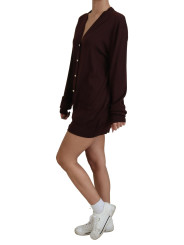 Sweaters Chic Maroon V-Neck Wool Cardigan 2.770,00 € 8057142139367 | Planet-Deluxe