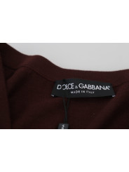 Sweaters Chic Maroon V-Neck Wool Cardigan 2.770,00 € 8057142139367 | Planet-Deluxe