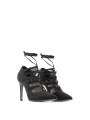 Schwarze Wildlederpumps mit Riemchen und Stilettoabsatz