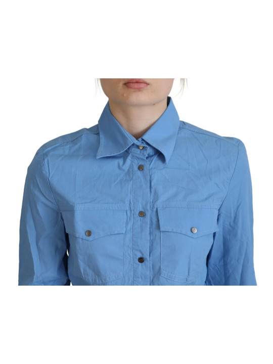 Tops & T-Shirts Elegant Blue Cotton Long Sleeve Polo Top 520,00 € 8050246186428 | Planet-Deluxe