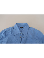 Tops & T-Shirts Elegant Blue Cotton Long Sleeve Polo Top 520,00 € 8050246186428 | Planet-Deluxe