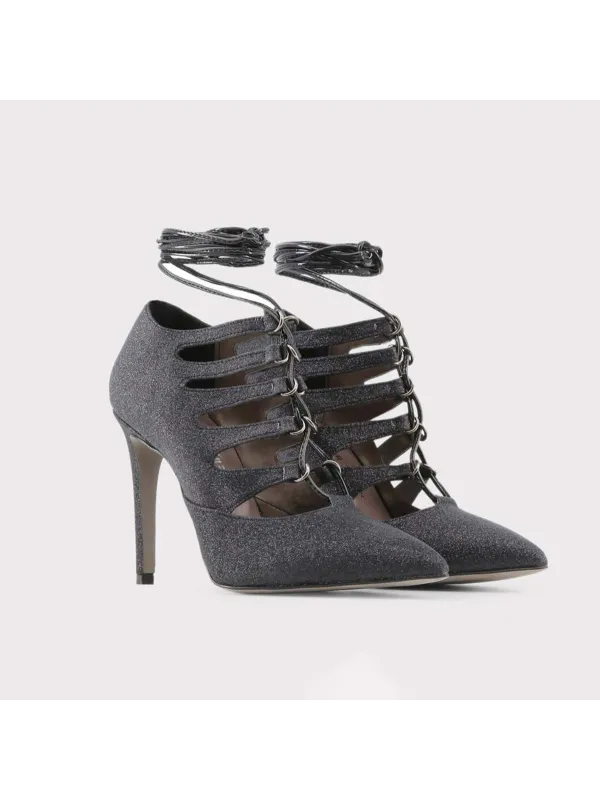 Glitzernde schwarze High Heels aus Italien Glitzernde schwarze High Heels aus Italien