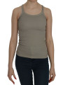 Tops & T-Shirts Chic Beige Spaghetti Strap Top Blouse 380,00 € 8058301883046 | Planet-Deluxe