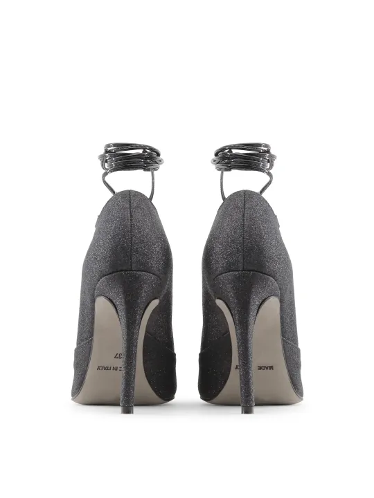 Glitzernde schwarze High Heels Made in Italia