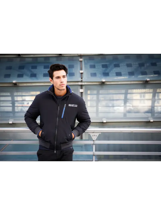 Schwarze Sparco Jacke mit blauem Reißverschluss