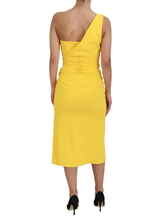 Dresses Elegant Yellow One-Shoulder Midi Dress 4.790,00 € 8057155981861 | Planet-Deluxe