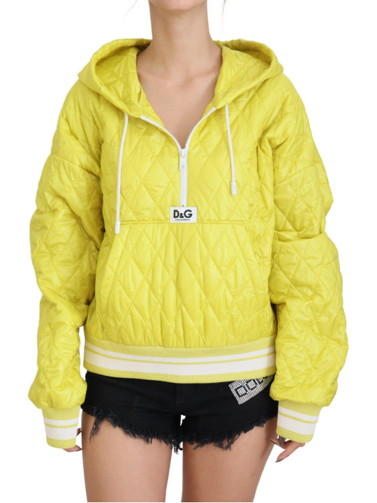 Jackets & Coats Elegant Yellow Hooded Jacket 4.540,00 € 8050249422400 | Planet-Deluxe