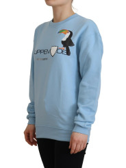 Sweaters Chic Light Blue Logo Embellished Sweater 520,00 € 8050246185681 | Planet-Deluxe