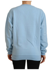 Sweaters Chic Light Blue Logo Embellished Sweater 520,00 € 8050246185681 | Planet-Deluxe