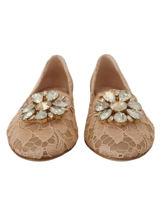 Flat Shoes Elegant Beige Lace Vally Flats with Crystal Accent 1.580,00 € 8058696052720 | Planet-Deluxe