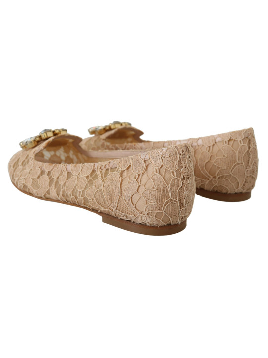 Flat Shoes Elegant Beige Lace Vally Flats with Crystal Accent 1.580,00 € 8058696052720 | Planet-Deluxe