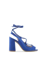 Blauer Wildleder-Riemchen-Sandal mit Absatz