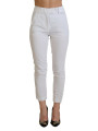 Jeans & Pants Elegant High Waist Tapered White Pants 480,00 € 2000000798424 | Planet-Deluxe