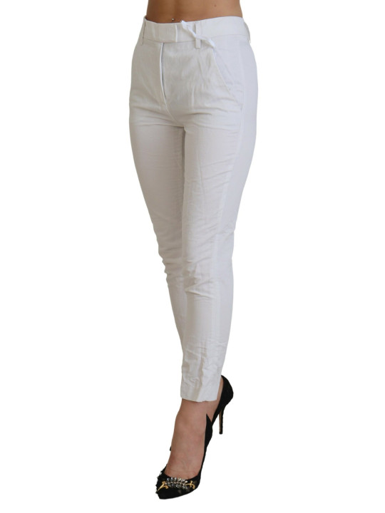 Jeans & Pants Elegant High Waist Tapered White Pants 480,00 € 2000000798424 | Planet-Deluxe