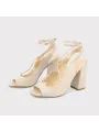Beige Leder Sandalette mit Riemchen